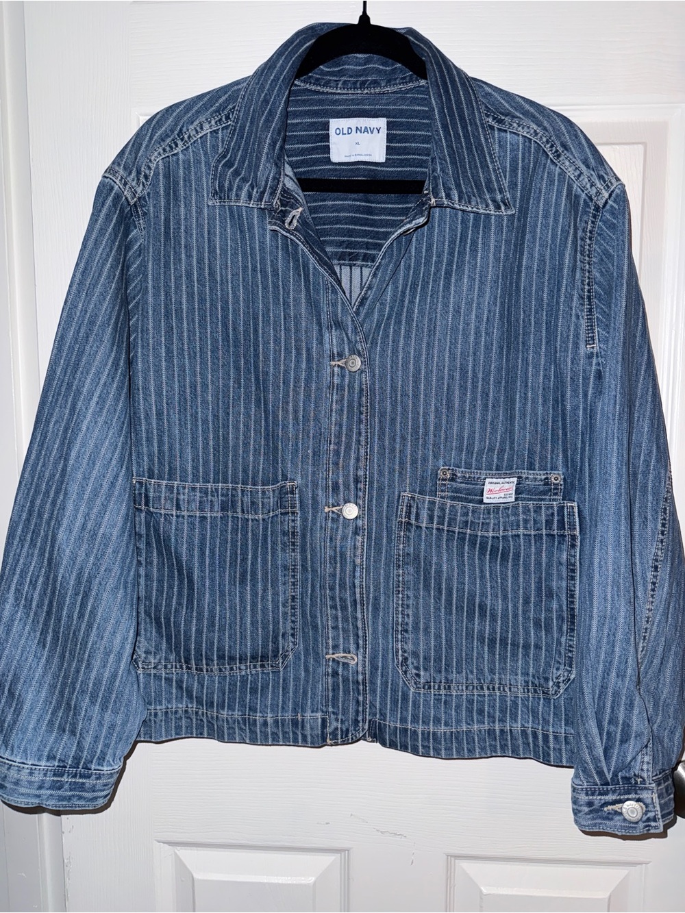 Old Navy Workwear Blue Pinstripe Denim Jacket